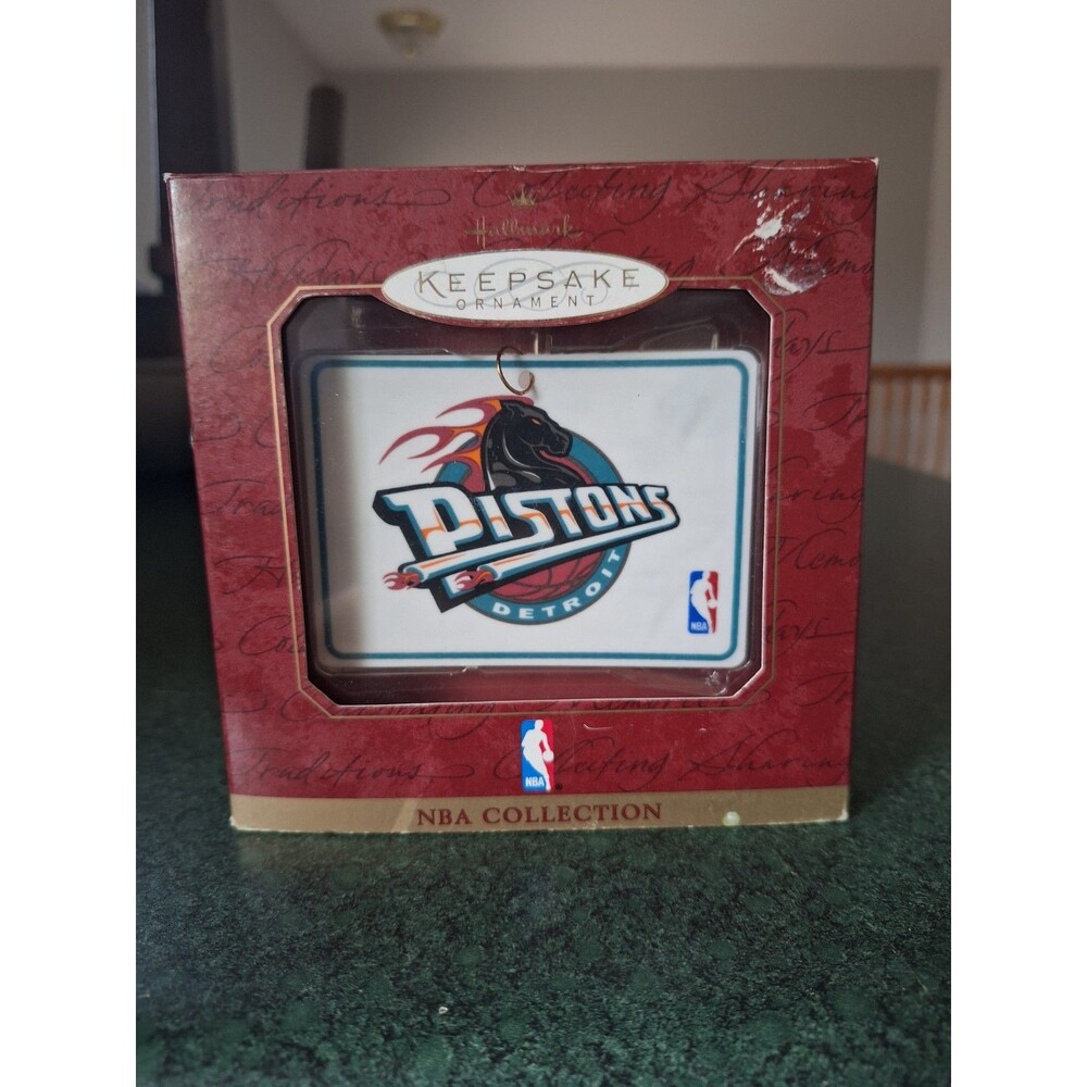 Detroit Pistons - NBA Collection - 1997 Hallmark Ornament with Stand - Ceramic